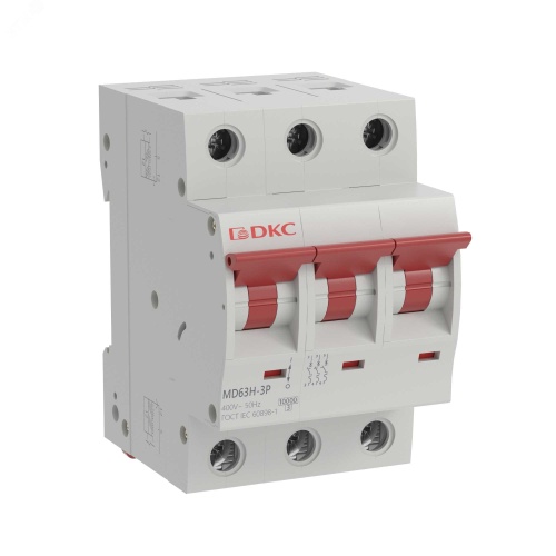 Выключатель автоматический трехполюсный 10А C MD63H-3PC10 10кА | код MD63H-3PC10 | DKC