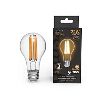 Лампа светодиодная филаментная Black Filament 22Вт A70 грушевидная 2700К тепл. бел. E27 2000лм | код 102902122 | GAUSS
