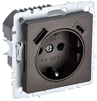 BRITE Роз. с з/к/ш 16А с USB A+C 18Вт РЮш11-1-БрТБ бр. IEK | код BR-R14-16-U22-018-K45 | IEK
