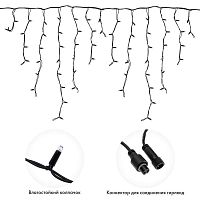 Гирлянда Айсикл Бахрома светодиодный, 3,2 х 0,9 м, черный провод каучук, 230 В, диоды белые, 120 LED | код 255-215 | Neon-Night
