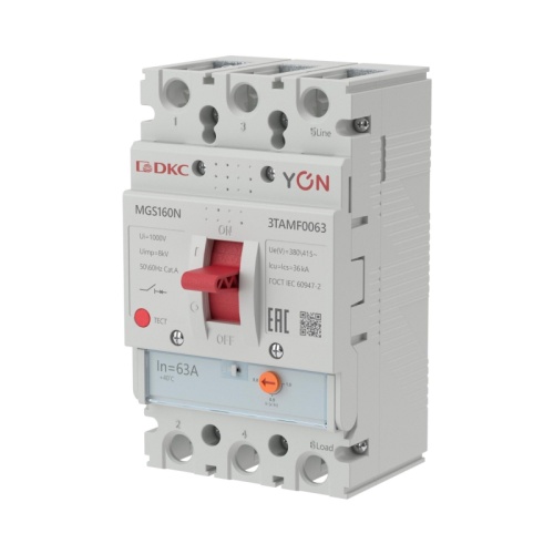 Авт. выкл. YON MGS160 3P 50,4-63A 36kA | код MGS160N-3TAMF0063 | DKC