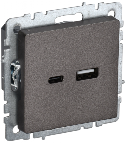 BRITE Роз. USB A+C 18Вт РЮ11-1-БрТБ бр. IEK | код BR-U22-018-K45 | IEK