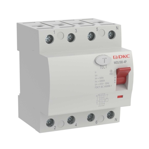 Устройство защитного отключения УЗО ВДТ YON MAX MDL100, 4P, 30mA, 63A, тип АC | код MDL100-4P2-63-AC | DKC
