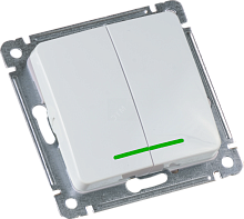 MASTER Выключатель двухклавишный с индикацией, скрытой установки, в рамку, белый | код ВС10-452 | HEGEL