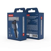 Устройство зарядное автомобильное с двумя портами USB-A QC 3.0 + USB-C PD 51Вт со световой индикацией черн. Rexant 16-0246