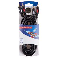 Шнур 2RCA - 2RCA REXANT, 3 м, GOLD | код 06-3044 | REXANT