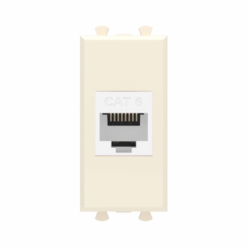 Компьютерная розетка RJ-45 без шторки модульная, кат.6, Avanti, Ванильная дымка, 1 модуль | код 4405691 | DKC
