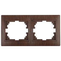 Рамка на 2 поста гор., СУ, Plano, венге, 1-502-10 | код Б0030096 | ЭРА