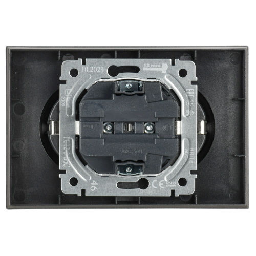 BRITE Розетка 2-местная с заземлением без защитных шторок 16А в сборе РС12-3-БрС сталь | код BR-R21-16-K46-F | IEK фото 6