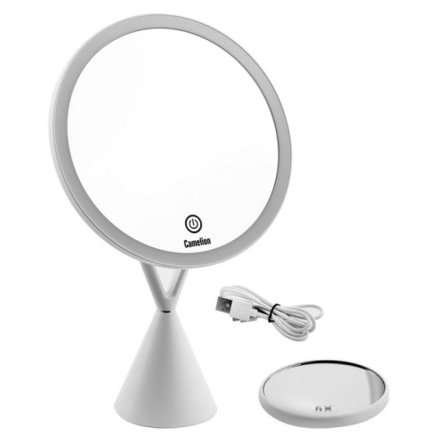 Зеркало M282-DL C01 с LED подсветкой 1x/съемн. 5x увеличение дневной свет 5Вт 4хLR03/USB бел. Camelion 14004 фото 3 Зеркало M282-DL C01 с LED подсветкой 1x/съемн. 5x увеличение дневной свет 5Вт 4хLR03/USB бел. Camelion 14004 фото 3