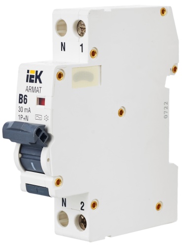 ARMAT Автоматический выключатель дифференциального тока B06S 1P+NP B6 30мА тип AC (18мм) | код AR-B06S-1N-B06C030 | IEK  фото 5