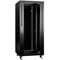 Cabeus SH-05C-27U60/60-BK Шкаф монтажный телекоммуникационный 19 напольный для распределительного и серверного оборудования 27U 600x600x1388mm (ШхГхВ) передняя стеклянная и задняя сплошная металлическая двери, ручка с замком, цвет черный (RAL 9004) Код то