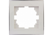 Рамка RAIN 1-ая горизонтальная белая с боковой вставкой хром | код 703-0225-146 | Lezard