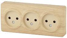 Розетка 3х2P, 16A-250В, ОУ, Эра Эксперт, сосна, 11-2207-11 | код Б0020699 | ЭРА