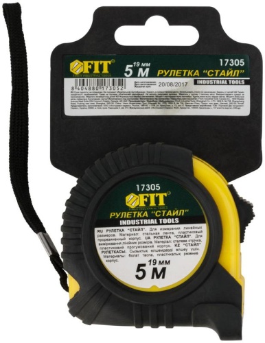 Рулетка Профи, прорезиненный корпус ''Стайл'' 5 м x 19 мм | код 17305 | FIT фото 3 Рулетка Профи, прорезиненный корпус ''Стайл'' 5 м x 19 мм | код 17305 | FIT фото 3
