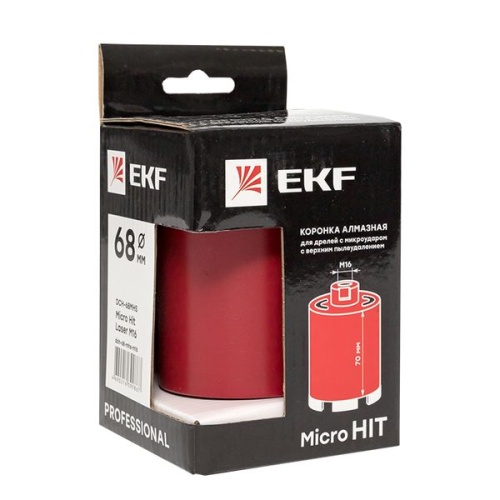 Коронка алмазная для дрелей с микроударом (верхнее пылеудаление) DCH-68MHS Micro Hit Laser M16 Professional | код dch-68-mhs-m16 | EKF фото 3 Коронка алмазная для дрелей с микроударом (верхнее пылеудаление) DCH-68MHS Micro Hit Laser M16 Professional | код dch-68-mhs-m16 | EKF фото 3