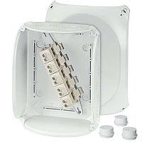 Коробка 255х205х112, 10хМ25,М40,М50, 5-пол.кл.6-35кв.мм, серый, PP, IP55/IP66 c 3хESM40 DK 2525 G | код 62000016 | HENSEL