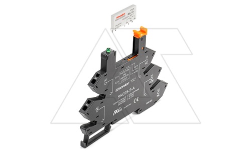 Реле интерфейсное RNC1CO024 с колодкой SNB05-E-B, винтовой зажим, 1CO, 6A(250VAC), 48VAC/DC, LED, W=6.2mm | код RNC1CO024+SNB05-E-B | Shenler
