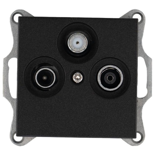 Розетка TV+FM+SAT9.5 мм проходная с накладкой, цвет Антрацит | код G6207B | Jasmart Розетка TV+FM+SAT9.5 мм проходная с накладкой, цвет Антрацит | код G6207B | Jasmart