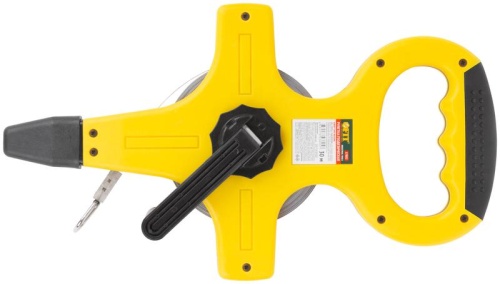 Рулетка геодезическая, стальная лента, желтый открытый пластиковый корпус, прорезиненная ручка 30 м | код 17802 | FIT фото 4