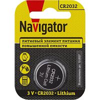 Элемент питания литиевый CR2032 93 823 NBT-CR2032-BP1 (блист.1шт) | код 93823 | NAVIGATOR