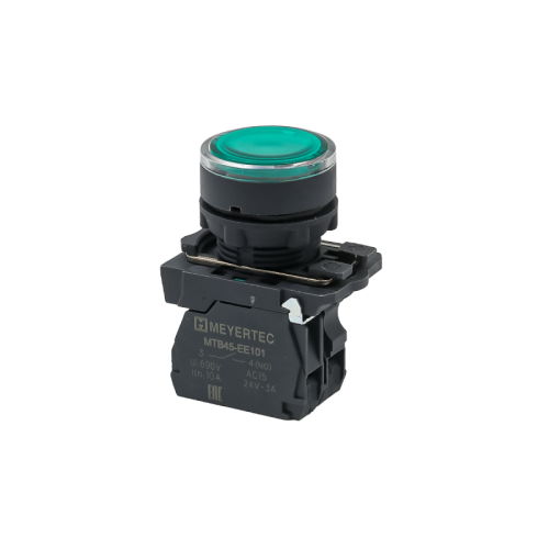 Кнопка зеленая с подсветкой, 1NO, 24V AC/DC, IP65, пластик MTB5-AW33711 | код 137274 | MEYERTEC