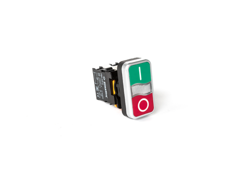PB0-AW734B5 Двойная кнопка 1NO + 1NC, с подсветкой, AC/DC 24 В. (Красный - Зеленый) | код PB0-AW734B5 | Plastim