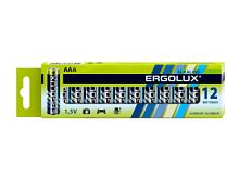 Батарейка щелочная Ergolux Alkaline BP12 LR03 (LR03 BP-12, мизинчиковая батарейка ААА 1.5В) | код 11745 | ERGOLUX