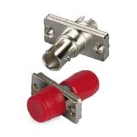 Адаптер оптический проходной FC-ST SM/MM simplex корпус металл красные колпачки, Hyperline FA-S00Z-FC/ST-N/RD-SL | код 253128 | Hyperline