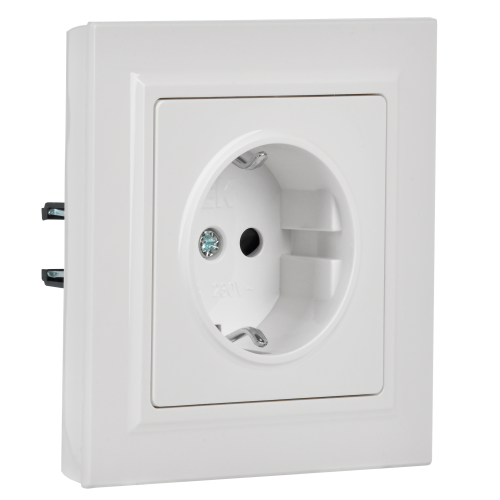 BRITE Розетка 1-местная с заземлением с защитными шторками 16А в сборе РСР14-1-0-БрБ белый | код BR-R14-16-K01-F | IEK фото 3