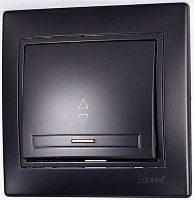 MIRA Выключатель проходной с подсветкой чёрный бархат со вставкой (10шт/120шт) | код 701-4242-114 | Lezard