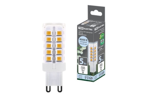 Лампа светодиодная G9-5 Вт-230 В-4000 К, SMD, 16x49 мм TDM | код SQ0340-0223 | TDM
