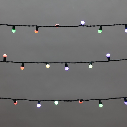 Гирлянда Мультишарики 20м, 200LED, диаметр 15мм, IP44, зеленый провод, свечение мульти (RG/RB), мигание, 230В NEON-NIGHT | код 303-609 | NEON-NIGHT