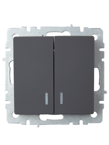 BRITE Выключатель 2-клавишный с индикацией 10А ВС10-2-1-БрГ графит | код BR-V20-1-10-K53 | IEK фото 3