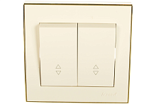 Выключатель RAIN проходной 2-ой белый с боковой вставкой золото | код 703-0226-106 | Lezard