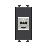 Компьютерная розетка RJ-45 без шторки модульная, кат.5е экранированная, Avanti, Черный матовый, 1 модуль | код 4412761 | DKC
