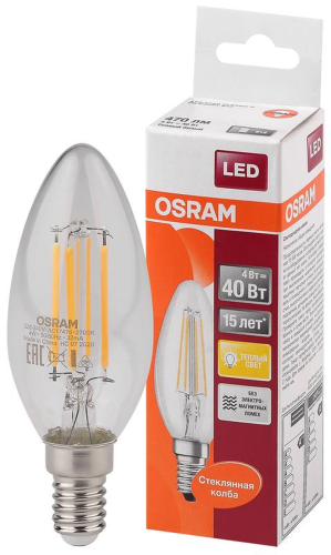 Лампа светодиодная филаментная LED Star Шарообразная 4Вт (замена 40Вт), 400Лм, 4000К, цоколь E14 | код 4058075684362 | LEDVANCE