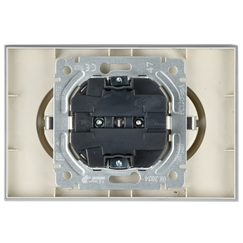 BRITE Розетка 2-местная с заземлением без защитных шторок 16А в сборе РС12-3-БрА алюминий | код BR-R21-16-K47-F | IEK фото 2