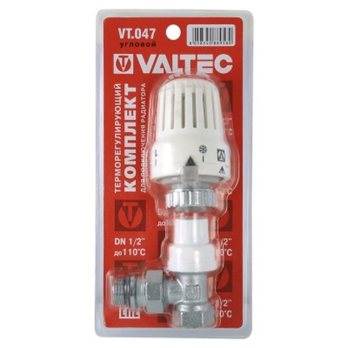 Клапан с термостатической головкой для рад. угловой 1/2" | код. VT.047.N.04 | VALTEC