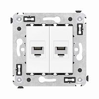 Телефонная розетка RJ-12 без шторки в стену двойная, Avanti, Белое облако | код 4400614 | DKC