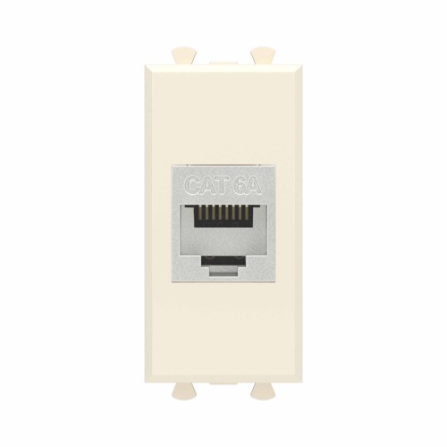 Компьютерная розетка RJ-45 без шторки модульная, кат.6А экранированная, Avanti, Ванильная дымка, 1 модуль | код 4405771 | DKC