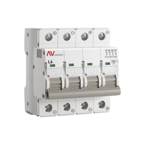 Выключатель автоматический AV-6 DC 4P 6A (L) 6kA EKF AVERES | код mcb6-DC-4-06L-av | EKF