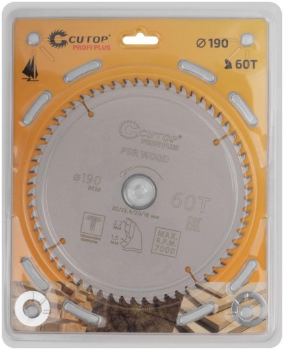 Диск пильный по дереву с тефлоновым покрытием 60Т, Profi plus, 190x1,5/2,2x30/25,4/20/16 мм | код 75-19060Т | FIT фото 2 Диск пильный по дереву с тефлоновым покрытием 60Т, Profi plus, 190x1,5/2,2x30/25,4/20/16 мм | код 75-19060Т | FIT фото 2