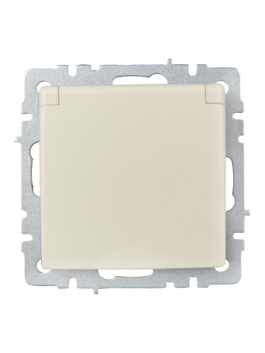 BRITE Розетка 1-местная с заземлением с защитными шторками и крышкой 16А IP20 РСбш10-3-БрКр бежевый | код BR-R16-16-K10 | IEK фото 6