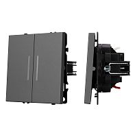 Механизм выключателя двухклавишный непроходной LED SWT-NOBE-MK02-SFPL-L-GR 230В 10А Arlight 054266