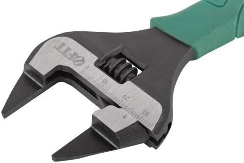 Ключ разводной "Карат" CrV обточенные узкие губки шкала увелич.захват прорезин.ручка 150мм (34мм) FIT 70201 фото 6