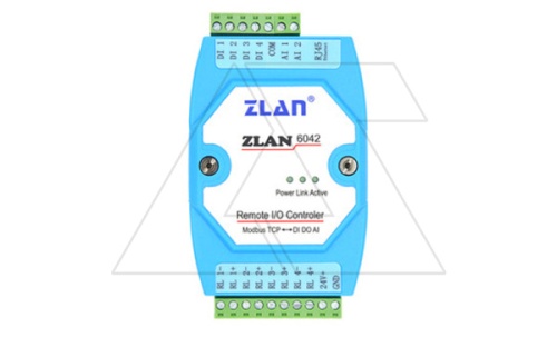 Станция удаленного ввода/вывода ZLAN6042, 4DI, 4RO, 2AI( 4..20MA), Ethernet (Modbus TCP), 24VDC | код ZLAN6042 | ZLAN