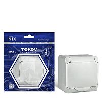 Розетка 1-м ОП Nix 16А IP54 250В с заземл. с крышкой сер. | код. TKE-NX-R1Z-C06-IP54 | TOKOV ELECTRIC