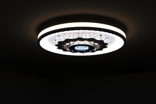 Люстра потолочная светодиодная диммируемая, CRYSTAL 3D, с ДУ, 3 режима, 480х480х60мм, 120Вт, 3000+6400K/4200K/6400+3000K, 40м, белый, 52368 0, Ritter | код 52368 0 | RITTER фото 4