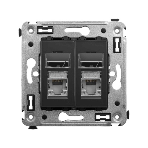 Компьютерная розетка RJ-45 в стену, кат.5e двойная экранированная,Avanti, Черный матовый | код 4412364 | DKC